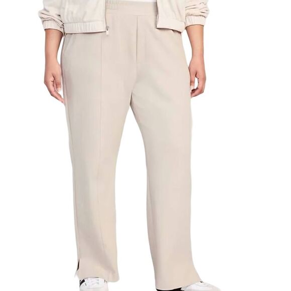NWT Old Navy Pants Women's 2X Cream Dynamic Fleece Wide Leg High Waisted - Picture 1 of 5